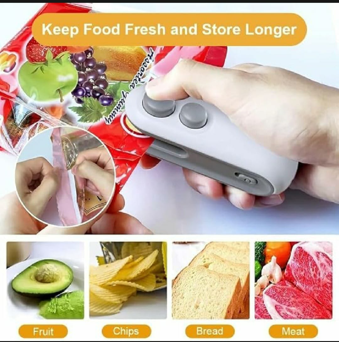 Mini Bag Sealer, 2 in 1 Seal & Cutter Heat Sealers, USB Chargeable Portable Bag Resealer