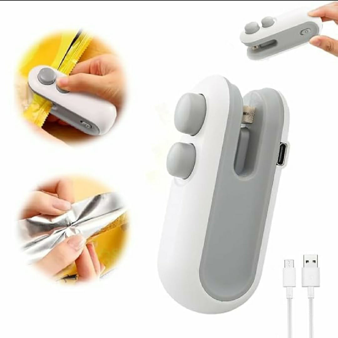 Mini Bag Sealer, 2 in 1 Seal & Cutter Heat Sealers, USB Chargeable Portable Bag Resealer