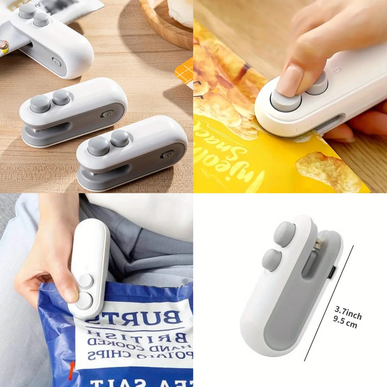 Mini Bag Sealer, 2 in 1 Seal & Cutter Heat Sealers, USB Chargeable Portable Bag Resealer